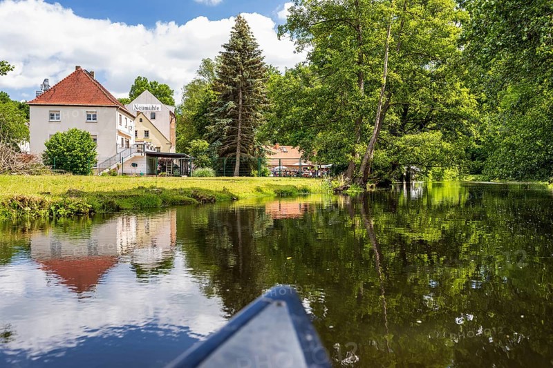 Canoeing on the Große Röder at the Neumühle Skassa, Großenhain, Saxony, Germany