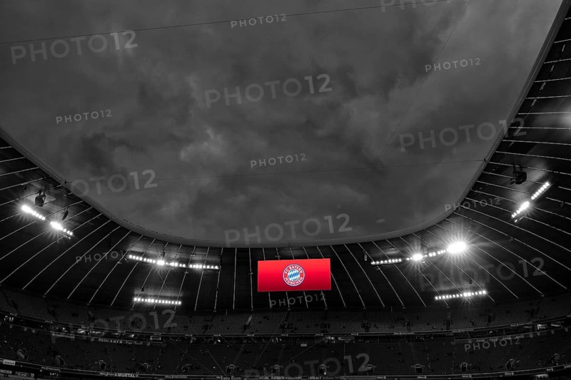 Stormy atmosphere over the Allianz Arena, severe weather, Munich, Bavaria, Germany