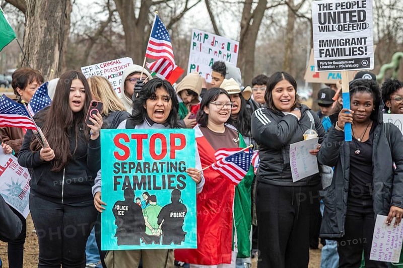Detroit, Michigan USA - 4 March 2025 - A rally in the Mexican-American community in southwest Detroit asks ICE to leave the immigrant community alone
