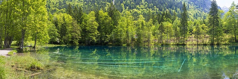 Christlessee, a mountain lake in the Trettachtal valley, near Oberstdorf, Oberallgäu, Allgäu, Bavaria, Germany