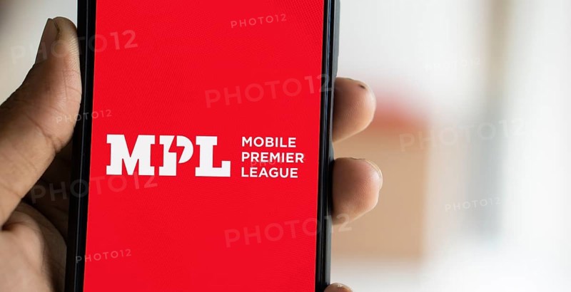 MPL logo is displayed on smartphone. Mobile Premier League is an Indian online gaming platform.