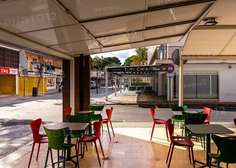 Retail, shops not yet open, pre-season in Cala Rajada, Balearic Islands, Majorca, Spain