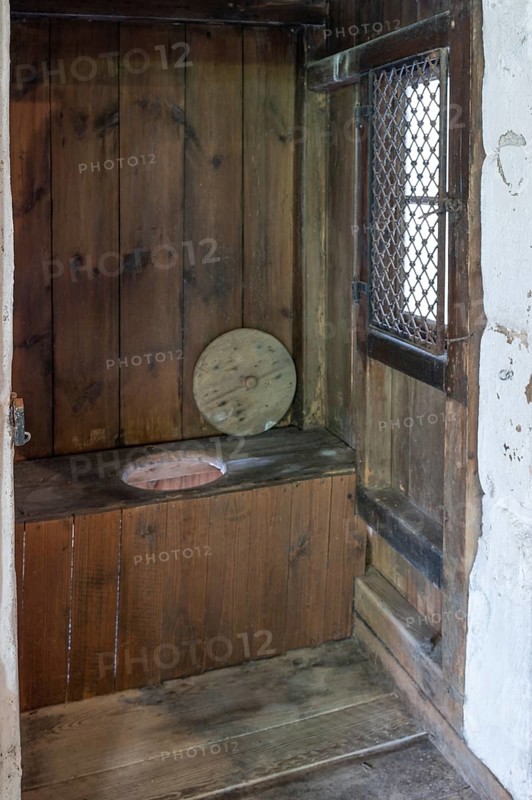 Outhouse, toilet without flush, in an old corn mill, industrial museum, Sichardstr., Lauf an der Pegnitz, Middle Franconia, Bavaria, Germany