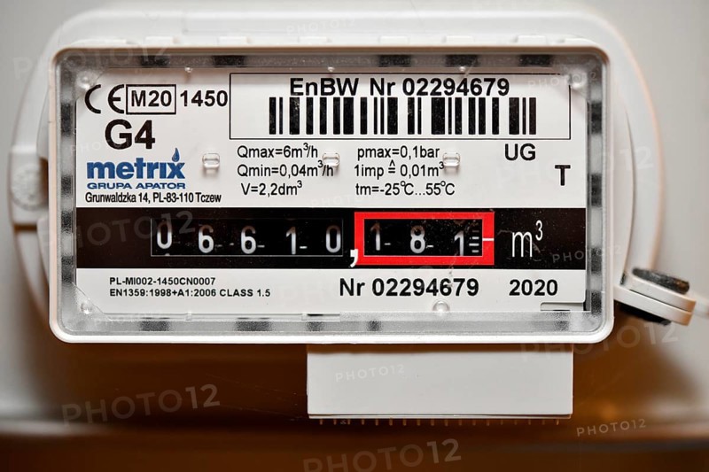 Electricity meter, alternating current meter, energy meter, EnBW, building services, Stuttgart, Baden-Württemberg, Germany