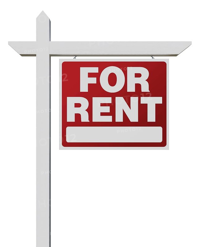 Right facing for rent real estate sign isolated on a white background