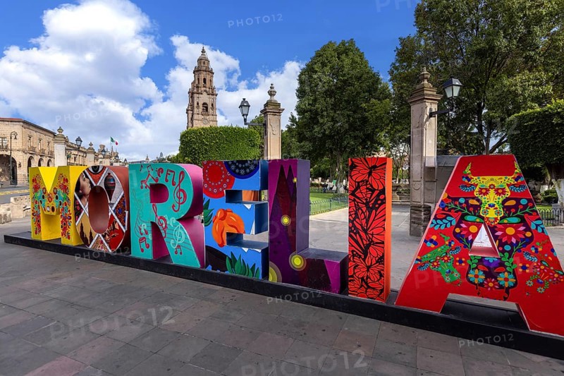 Mexico, Morelia, popular tourist destination Morelia Cathedral on Plaza de Armas in historic center