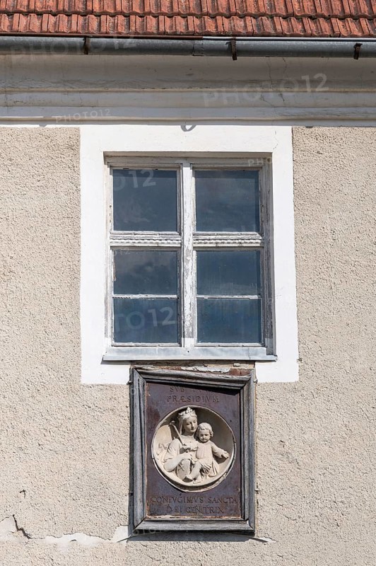 Marian culture on a convent wall, Dominican convent of Wettenhausen, 12th century, Wettenhausen, Kammeltal, Bavaria, Germany