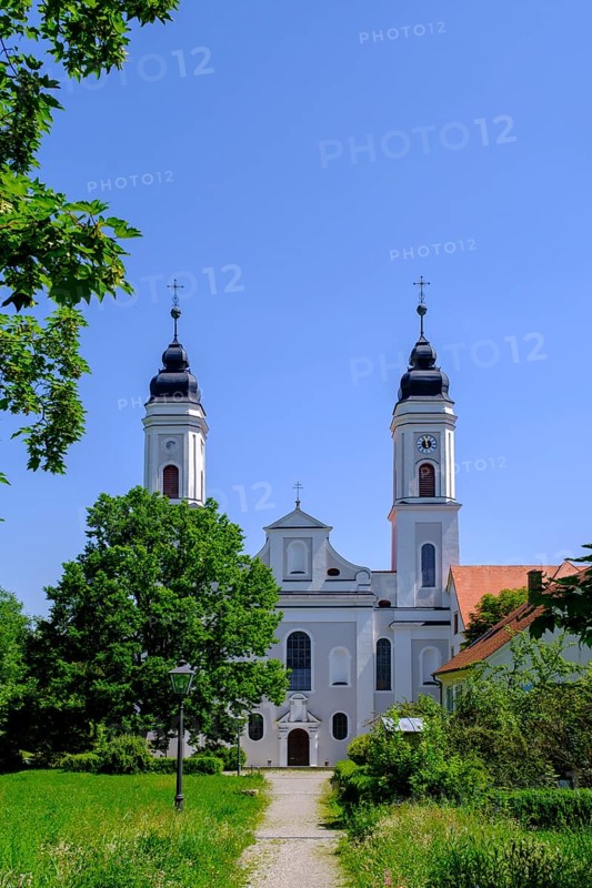 Former monastery church of St. Peter and Paul, monastery, Irsee Abbey, Conference and Education Centre of the District of Swabia, Irsee, Swabia, Bavaria, Germany