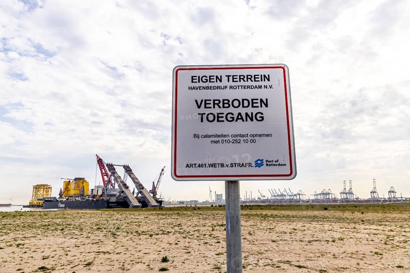 Pioneering Spirit. Workboat of the Swiss offshore service provider Allseas. The world's largest workboat for laying pipelines. It is the largest ship ever built in terms of gross tonnage and width. It is 382 metres long and 123 metres wide. From the end of 2018, it was busy laying the Nord Stream 2 pipeline in the Baltic Sea. Maasvlakte 2 deep-sea harbour, Rotterdam, Zuid-Holland, Netherlands