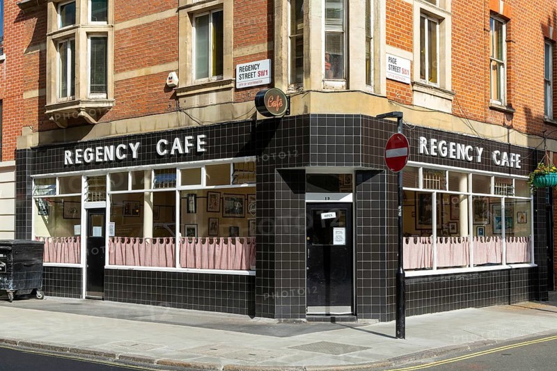 Regency cafe, Regency Street and Page Street corner, London SW1, England, UK established 1946