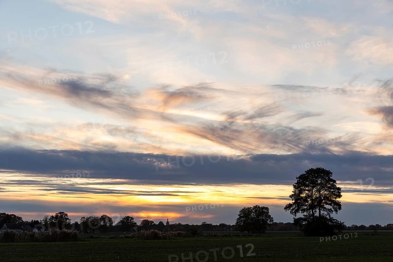 Sunset near Daubitz, Niederspreer pond area, Rietschen, Saxony, Germany
