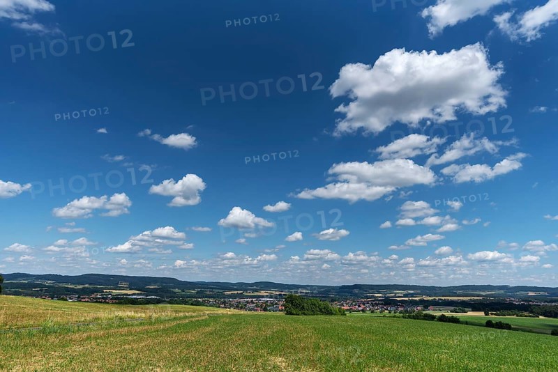 View of Franconian Switzerland, below Markt Eckental, Middle Franconia, Bavaria, Germany