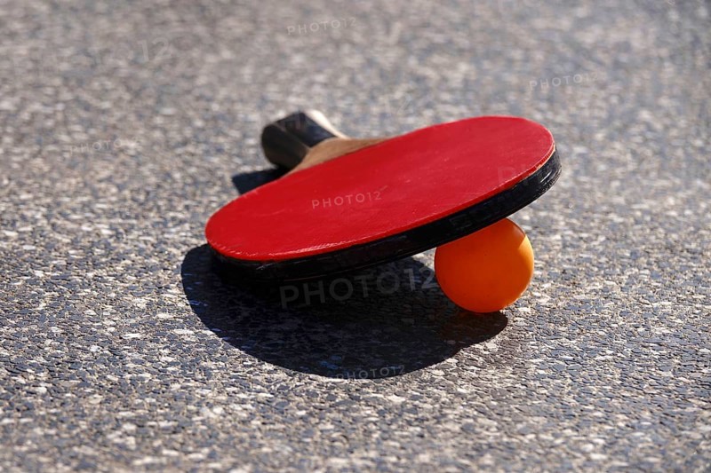 Outdoor table tennis table with ball and bat, Germany