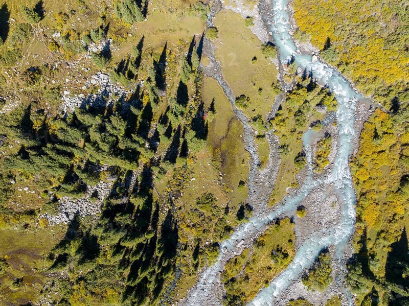 Top-down aerial view, Schinderkar, Tegernsee mountains in the Mangfall mountains, Germany