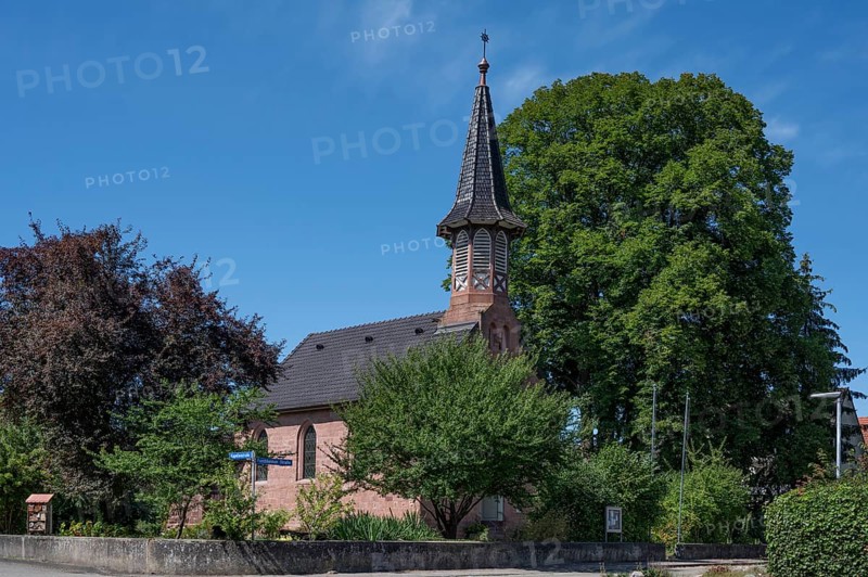 Protestant church, built in 1898, Forchheimer Str. 1, Riegel am Kaiserstuhl, Baden-Württemberg, Germany