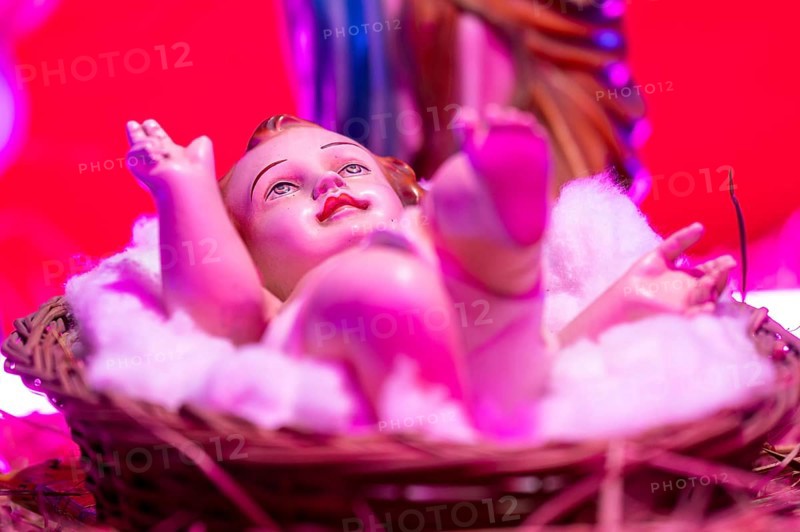 Nativity depicting the birth the baby Jesus on the Christmas eve, at a Church on December 24, 2023 in Guwahati, India. Christmas is a festive holiday celebrated on December 25th, marking the birth of Jesus Christ in Christian tradition.