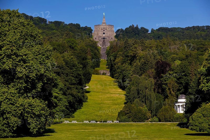 Bergpark Wilhelmshoehe with the Hercules Monument and the Hall of Socrates, UNESCO World Heritage Site, Kassel, Hesse, Germany