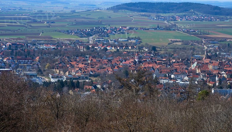 View from the Hohenzollern fortress Wülzburg to the medieval town of Weißenburg, Middle Franconia, Bavaria, Germany