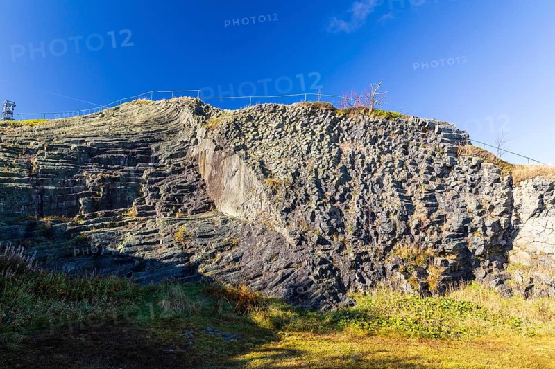 Exposed basalt columns from volcanic times, here the so-called giant staircase, Hirtstein, Marienberg, Erzgebirge, Saxony, Germany