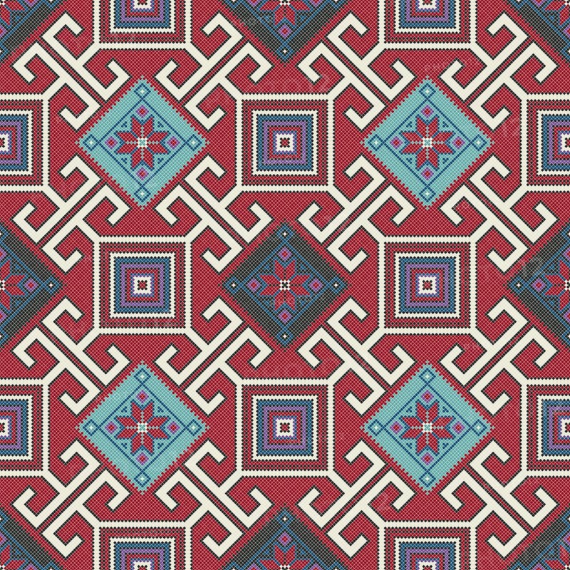 Traditional Georgian folk art embroidery vector pattern