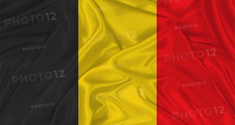 Belgian flag with fabric texture. Realistic flag of Belgium waving