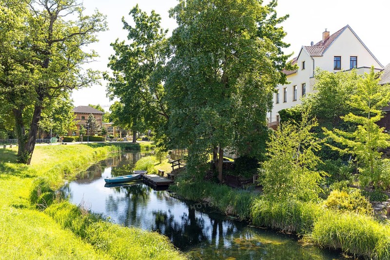 Moat of the former town fortifications, Delitzsch, Saxony, Germany