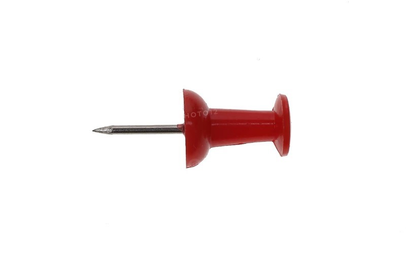 Single red pin, pin, drawing pin