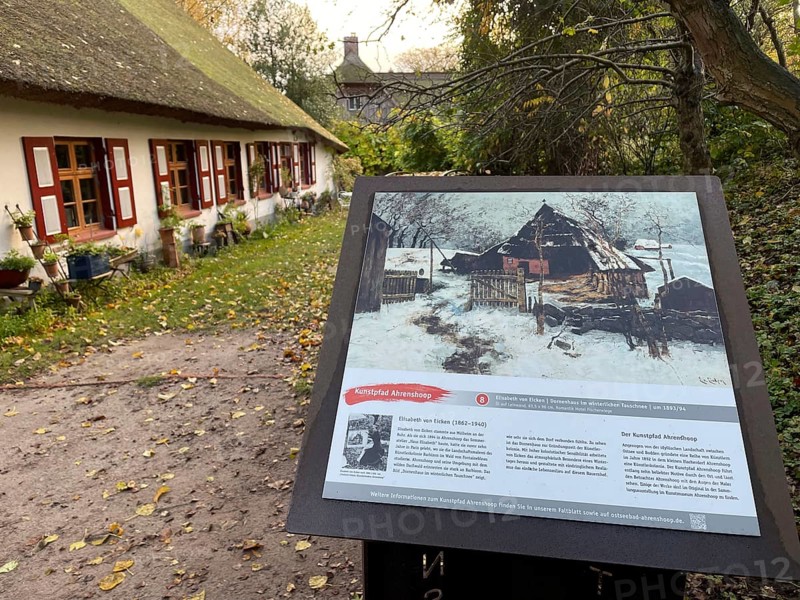 Künstlerdorf and Baltic resort Ahrenshoop, art trail Ahrenshoop, Elisabeth von Eicken painted the house of thorns in wintery thaw snow in 1893/94, Darss-Zingster Boddenkette, Baltic Sea, peninsula, nature, autumn, nature reserve, Fischland-Darss-Zingst, Mecklenburg-Western Pomerania, Germany