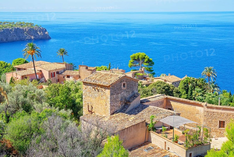 Lluc Alcari village, high angle view, Mallorca, Balearic Islands, Spain