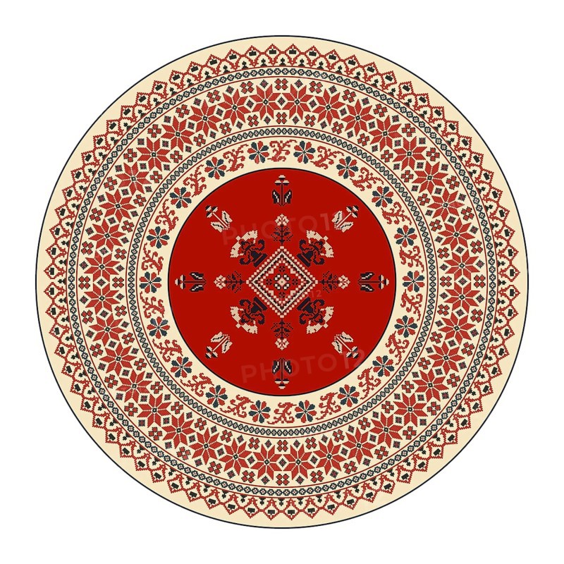 Traditional Polish embroidery round symbol, vector template. Isolated objects over white background