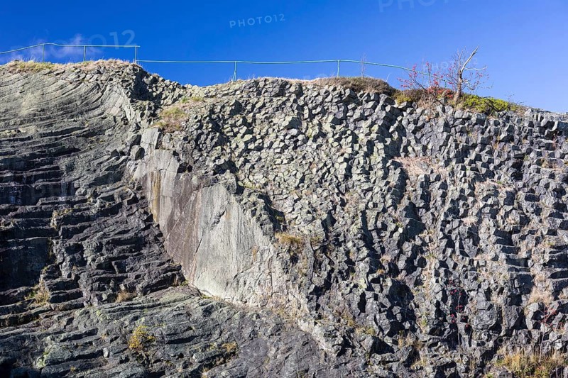 Exposed basalt columns from volcanic times, Hirtstein, Marienberg, Erzgebirge, Saxony, Germany