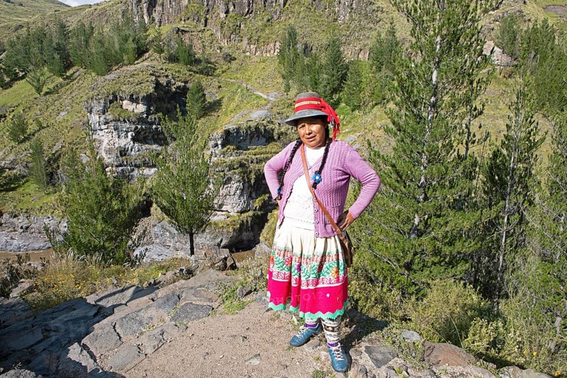 Peruvian woman, 38 years old, in traditional dress in the Andean highlands, Canas province, Peru