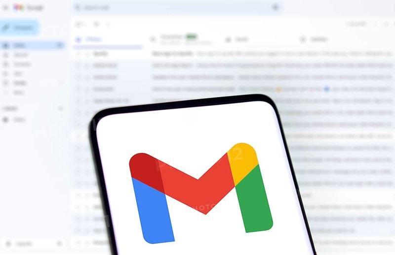 Google Gmail logo is displayed on smartphone