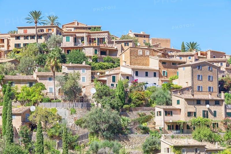 View of Deia village, Deia, Mallorca, Balearic Islands, Spain
