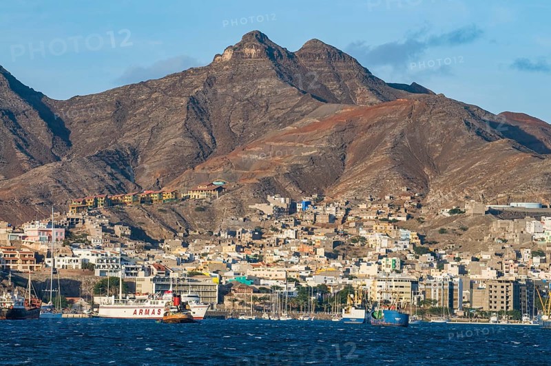 View over fisher port and city. San Vincente. Mindelo. Cabo Verde. Africa