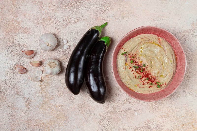 Babaganoush, eggplant appetizer, traditional Lebanese cuisine, homemade, no people