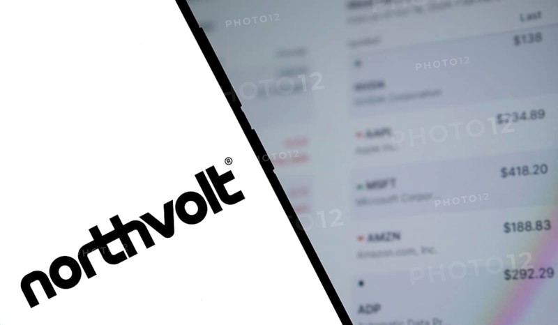 northvolt logo is displayed on smartphone. Northvolt AB is a Swedish battery developer and manufacturer company