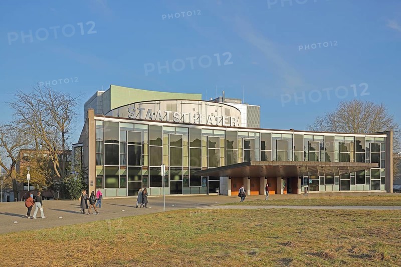 State theatre and pedestrian, Kassel, Hesse, Germany