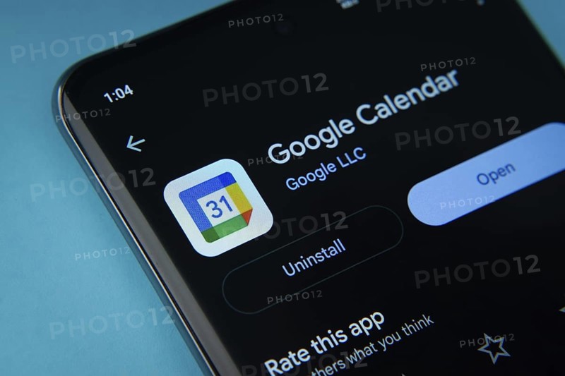 The Google Calendar app from Google Playstore is displayed on a smartphone screen
