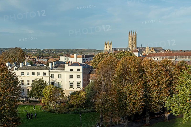 View of the Cathedral from Dane John Mound, Canterbury, Kent, England, United Kingdom