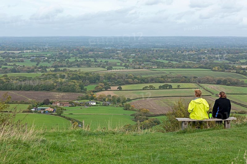 View down the valley, Edburton Hill, South Downs Way near Shoreham by Sea, West Sussex, England, United Kingdom