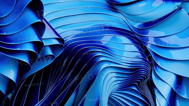 Abstract image featuring dynamic blue waves in a fluid, rhythmic pattern. This digital artwork evokes a sense of movement and futuristic energy, perfect for modern designs