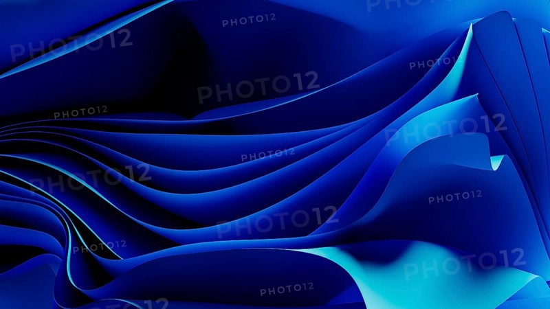 Smooth, flowing blue waves form an abstract background, resembling a digital landscape. The design evokes a sense of technology and modernity, suitable for various applications