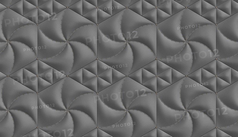 Stylish gray 3D wallpaper showcasing hexagonal and rhombus-shaped panels with soft, leather-inspired textures, ideal for contemporary and minimal interior decor
