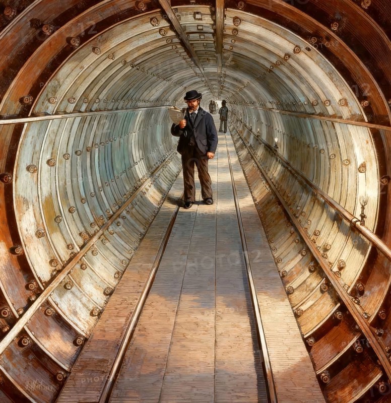 The Tower Subway in 1870, a tunnel beneath the River Thames in central London, England, United Kingdom