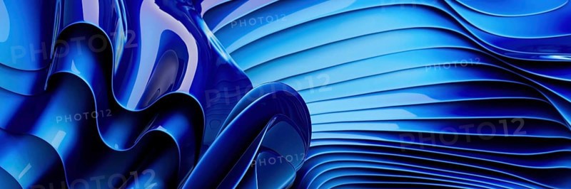 Abstract design of fluid blue waves with smooth curves and dynamic movement. The vibrant shades create an illusion of motion, offering a modern, futuristic feel
