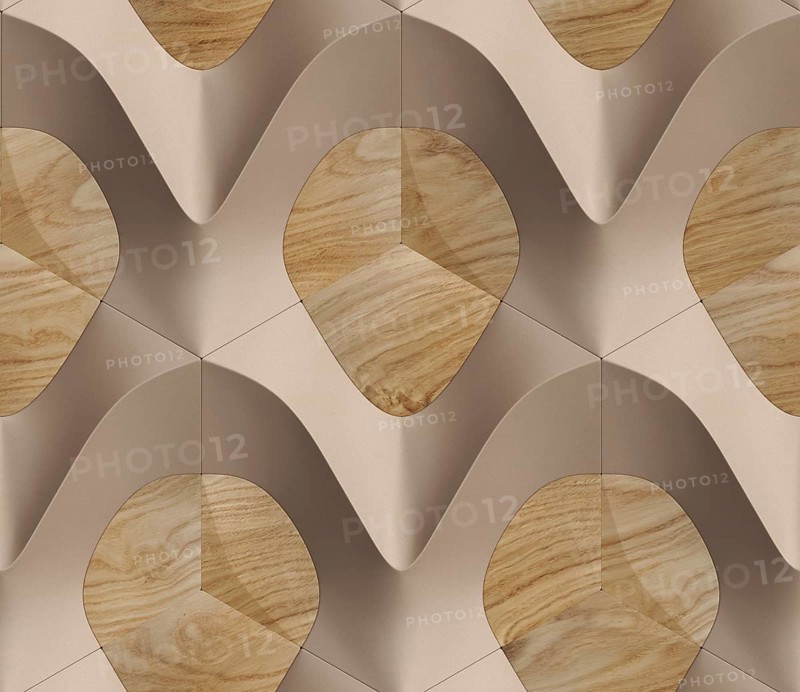 3D pattern of brown color and wood material in the form of hexagon tiles volumetric shape of leather. High quality seamless realistic texture