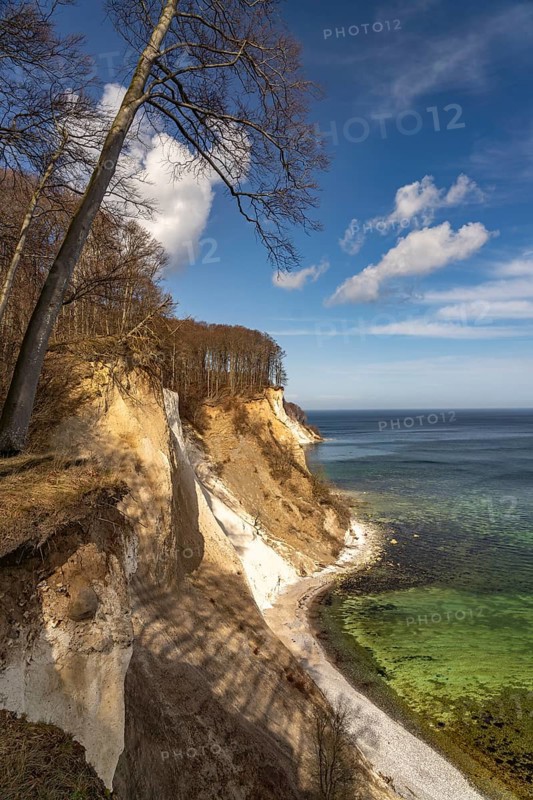 The famous chalk cliffs on the Baltic Sea coast in Jasmund National Park, Ruegen Island, Mecklenburg-Western Pomerania, Germany