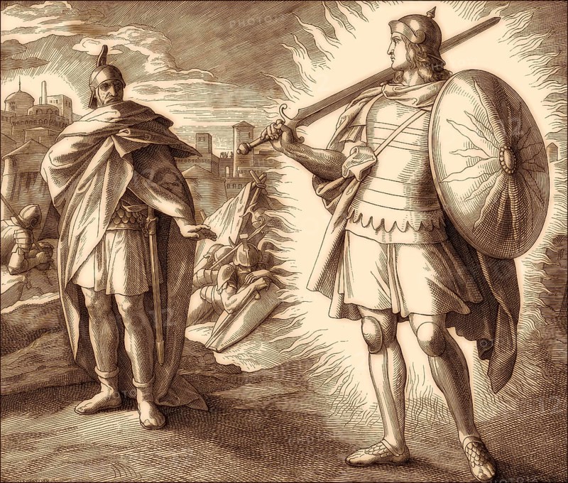 Joshua and the Angel, Old Testament, by Julius Schnorr von Carolsfeld, 1860