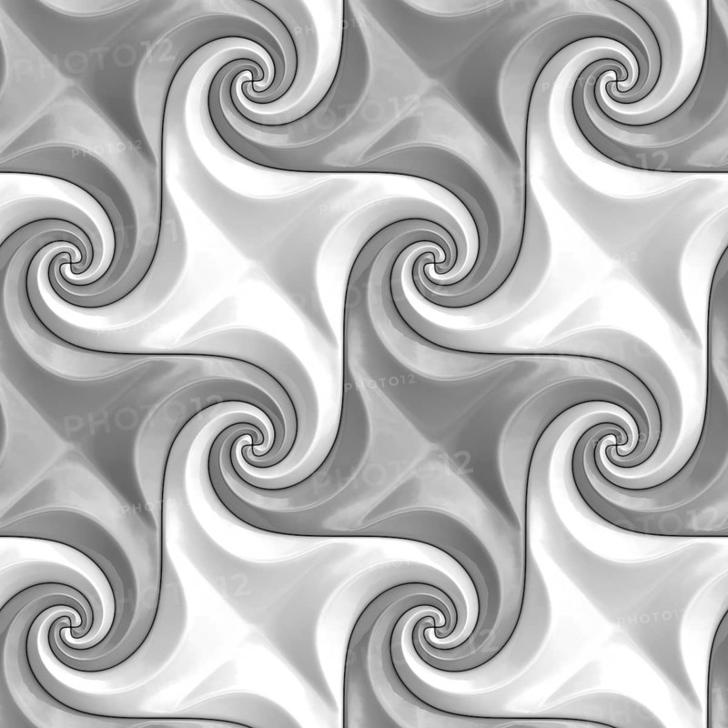 A repeating 3D swirl pattern in grayscale, perfect for creating sophisticated wallpaper or sleek backgrounds in design projects